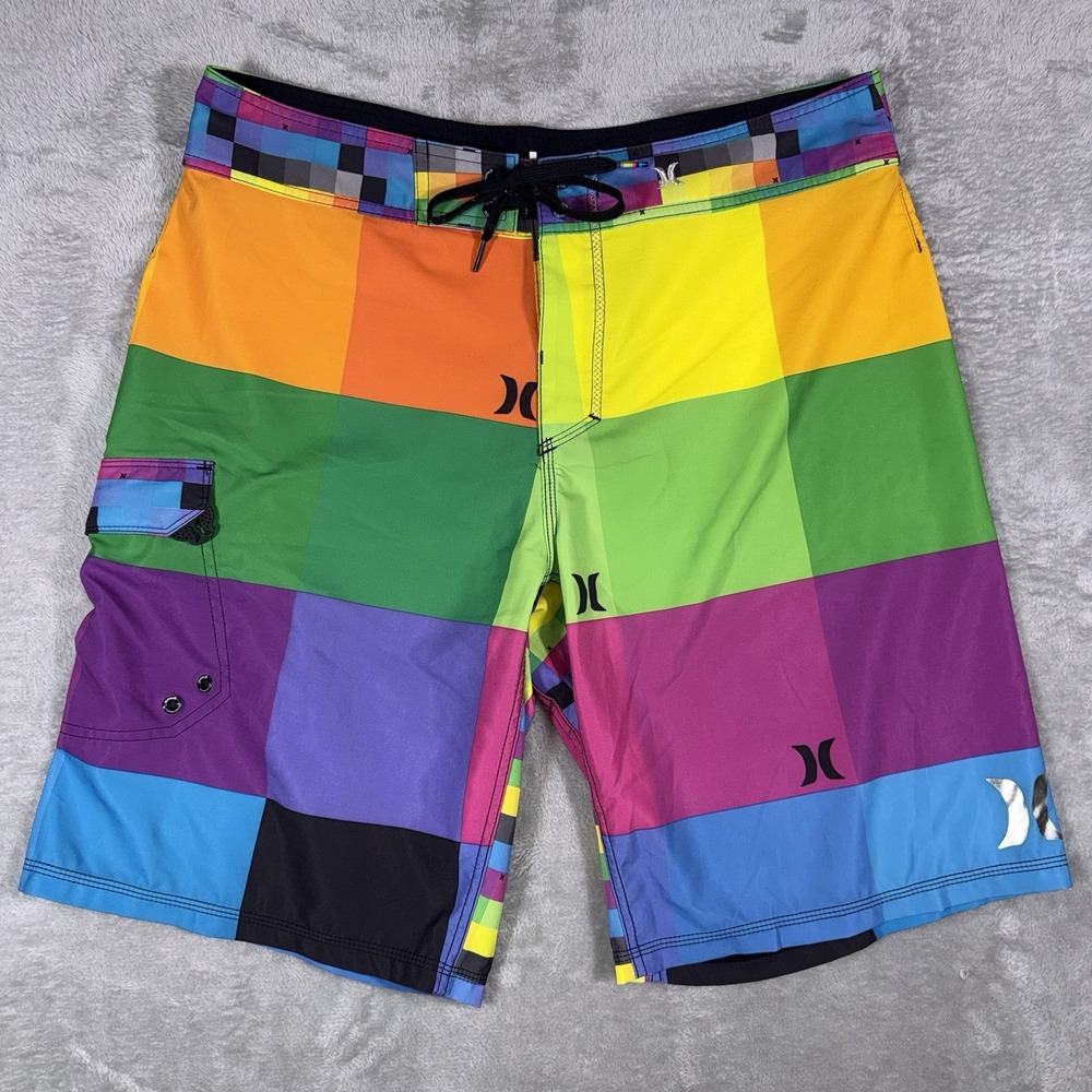 Hurley Phantom Board‎ Shorts Mens 34 Vibrant Multi Geometric Surfer 10" Inseam